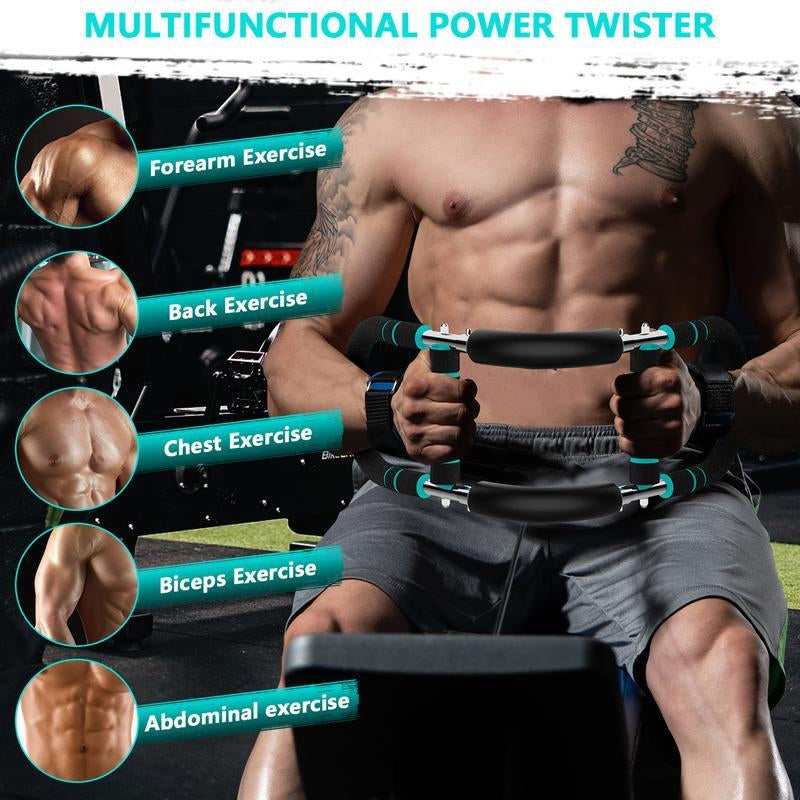 Arm Trainer for Men - Full Upper Body Fitness Equipment with High Strength Metal Spring & Anti-Slip Foam Handles - Portable & Detachable Home Gym Workout Bar for Chest, Arms, Biceps, Abs, Shoulders, and Back Exercises