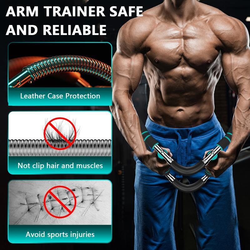 Arm Trainer for Men - Full Upper Body Fitness Equipment with High Strength Metal Spring & Anti-Slip Foam Handles - Portable & Detachable Home Gym Workout Bar for Chest, Arms, Biceps, Abs, Shoulders, and Back Exercises