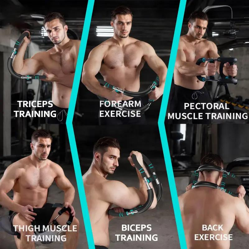 Arm Trainer for Men - Full Upper Body Fitness Equipment with High Strength Metal Spring & Anti-Slip Foam Handles - Portable & Detachable Home Gym Workout Bar for Chest, Arms, Biceps, Abs, Shoulders, and Back Exercises