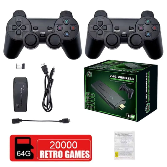 64GB 20000 Games Retro Video Game Consoles M8 Game Stick 4K 2.4G Wireless Console Dendy Gamestick for GBA/MD/PS1 Children'S Gift
