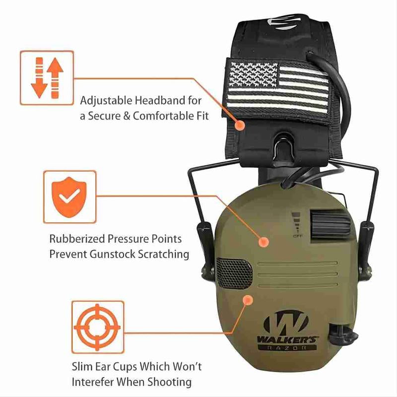 Electronic Hearing Protector, Noise Reduction Earmuffs, Head Mounted Wired Earmuffs, Hearing Protection-Earphone for Shooting, Hunting, Outdoor Activities