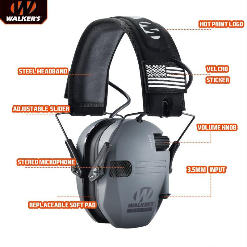 Electronic Hearing Protector, Noise Reduction Earmuffs, Head Mounted Wired Earmuffs, Hearing Protection-Earphone for Shooting, Hunting, Outdoor Activities